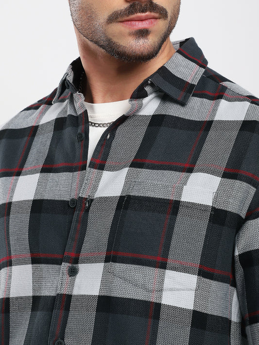 Premium Cotton Urban Grey & Black Plaid Checks Shirt