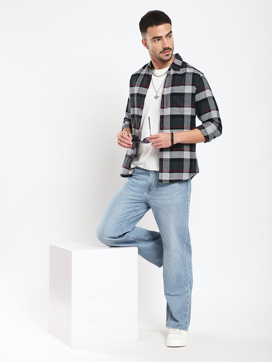 Premium Cotton Urban Grey & Black Plaid Checks Shirt