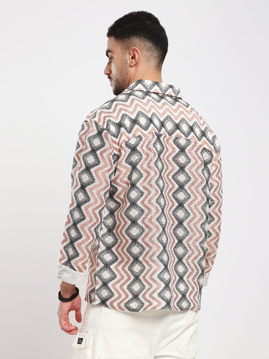 Sculpted Waves Luxe Mesh Oversized Polo Shirt