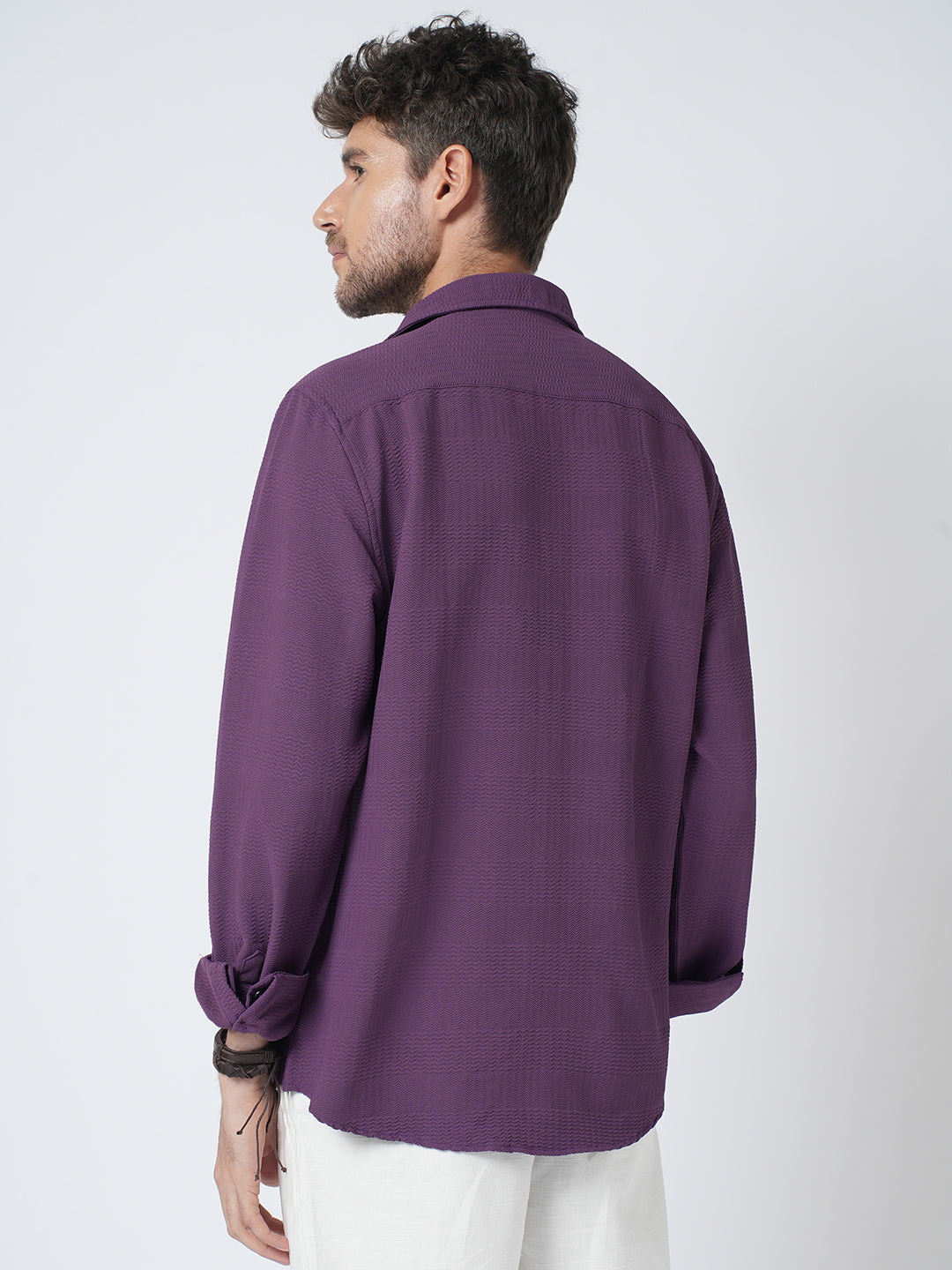Amethyst Purple Wave Detail Textured Shirt