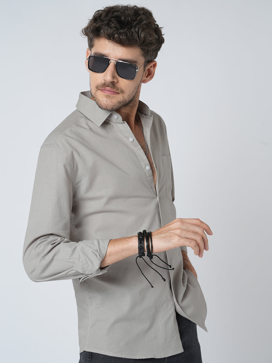 Oyster Grey Slub Shirt