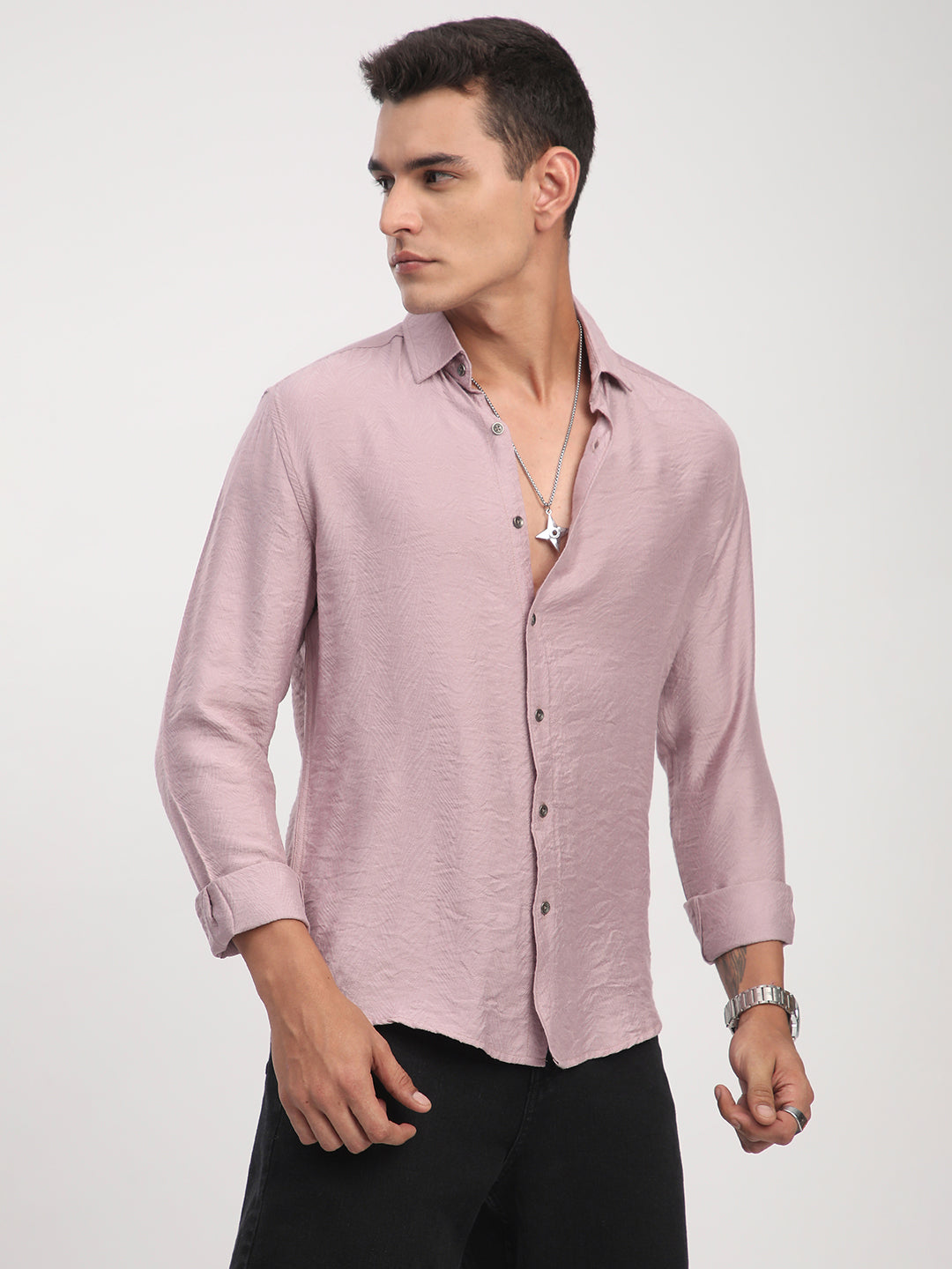 Dusty Rose Pink Rhythmic Wave Shirt