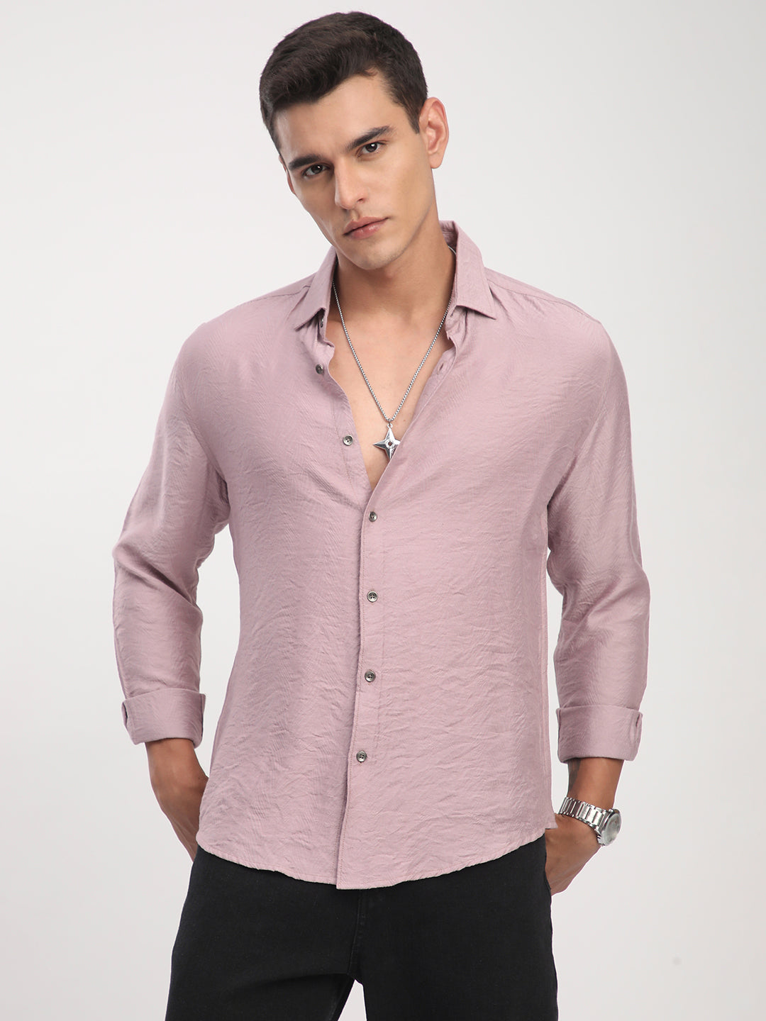 Dusty Rose Pink Rhythmic Wave Shirt