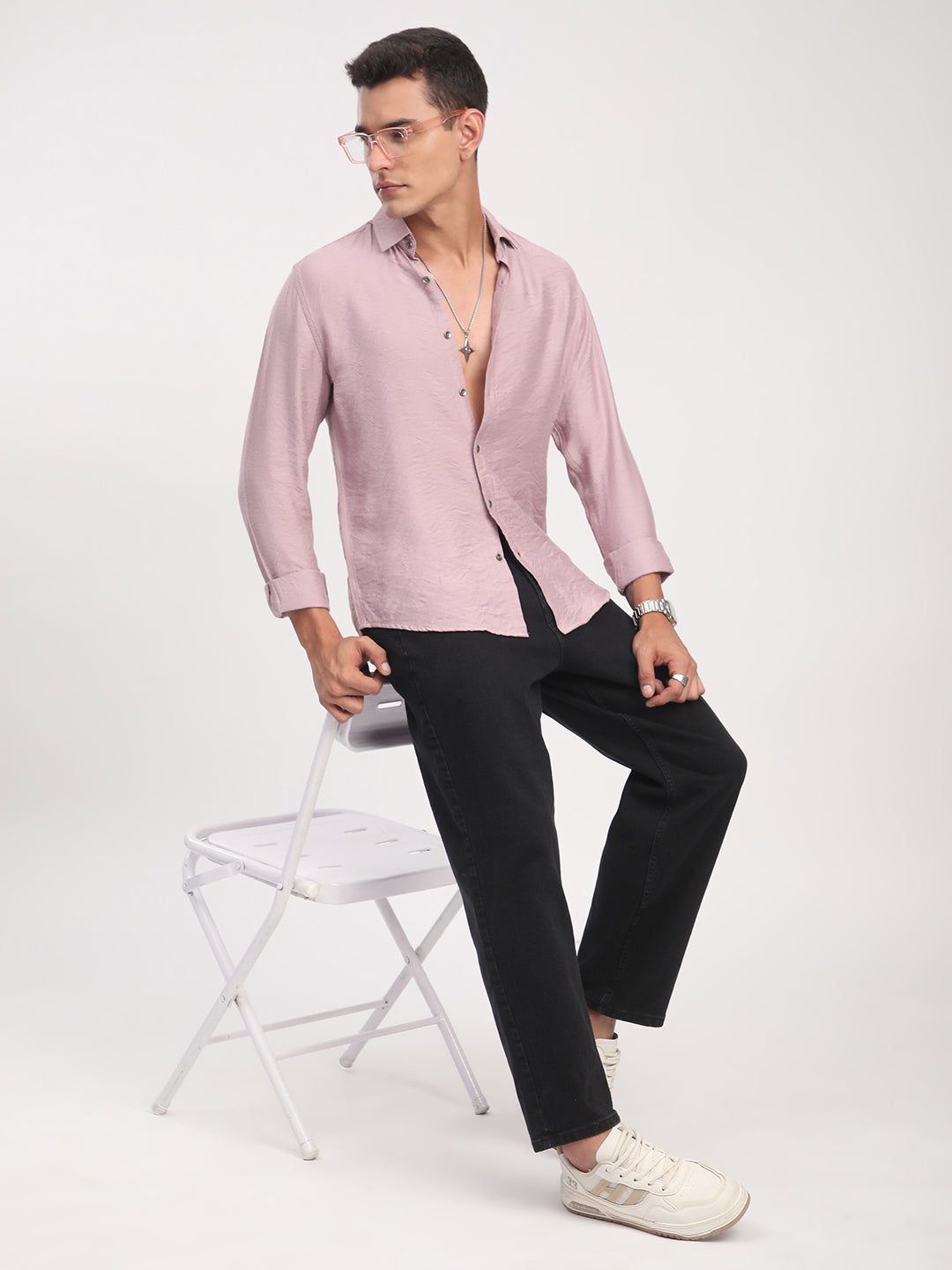 Dusty Rose Pink Rhythmic Wave Shirt