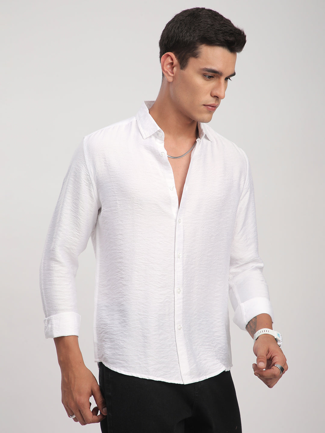 Pristine White Rhythmic Wave Shirt
