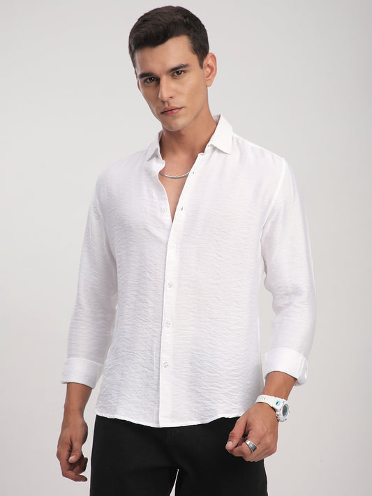 Pristine White Rhythmic Wave Shirt
