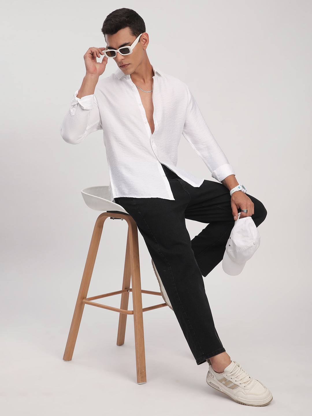 Pristine White Rhythmic Wave Shirt