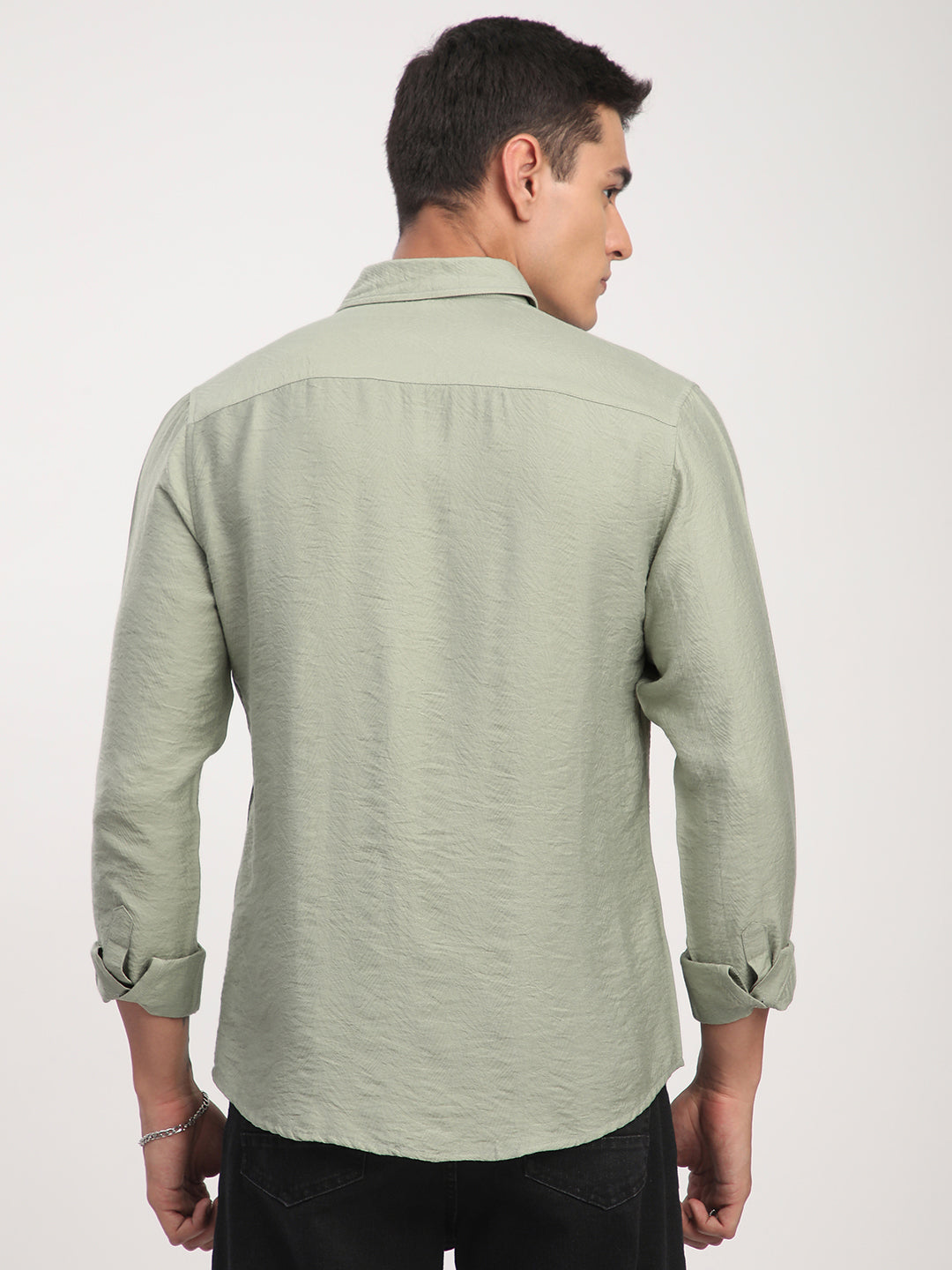 Sage Green Rhythmic Wave Shirt