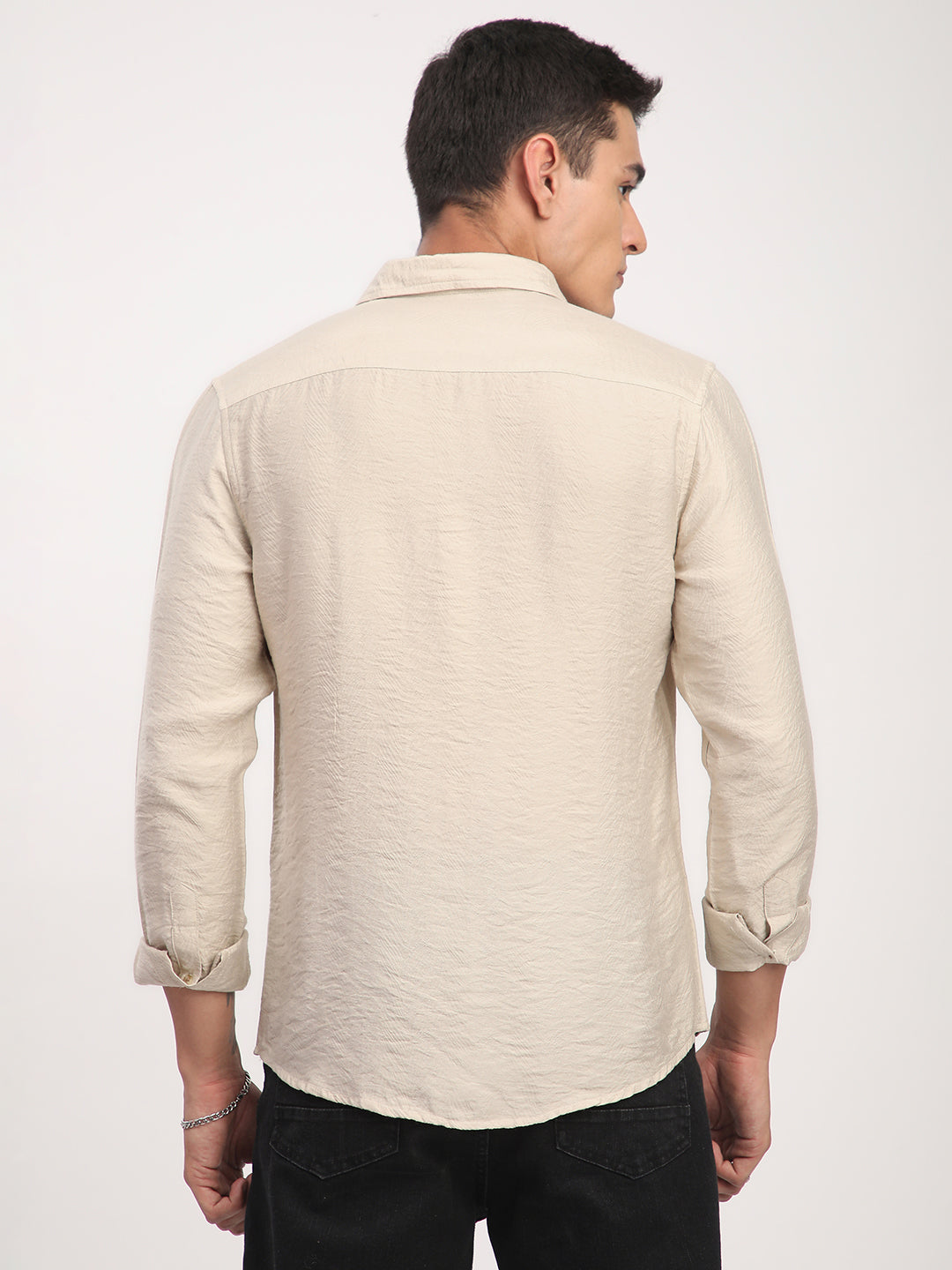 Parchment Beige Rhythmic Wave Shirt