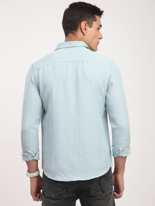 Pewter Blue Minimalist Crinkled Shirt