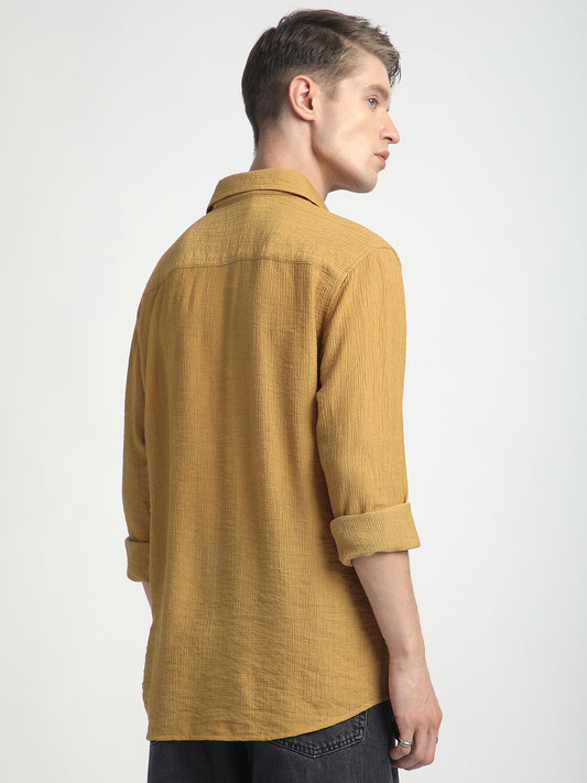 Sunlit Gold Luxe Crinkled Shirt