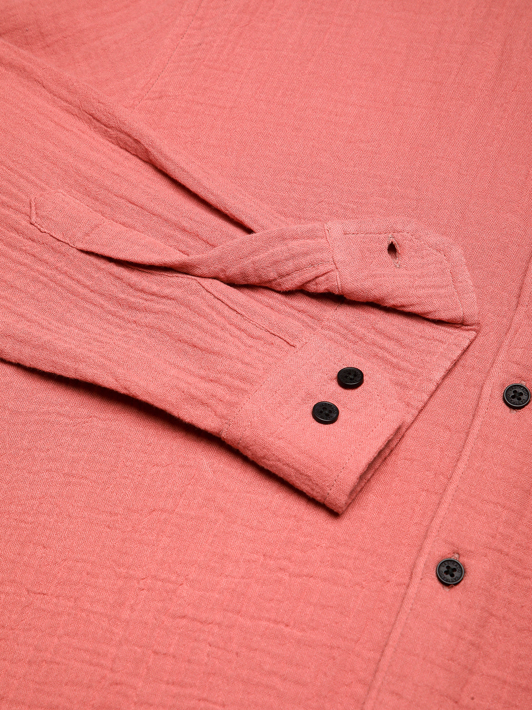Coral Crinkled Double Cloth Shirt