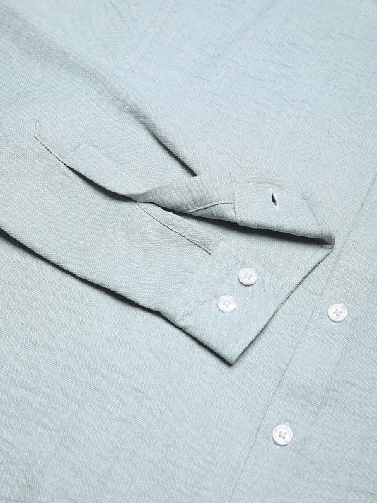Pewter Blue Minimalist Crinkled Shirt